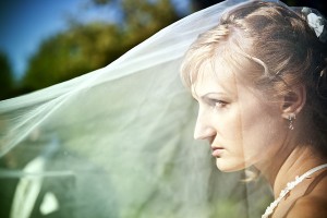 Bridal Hairstyles - Side Ponytail Updo Profile with Veil