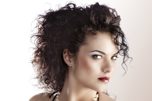 Hair Styles for Curly Hair - High Ponytail with Side Bangs